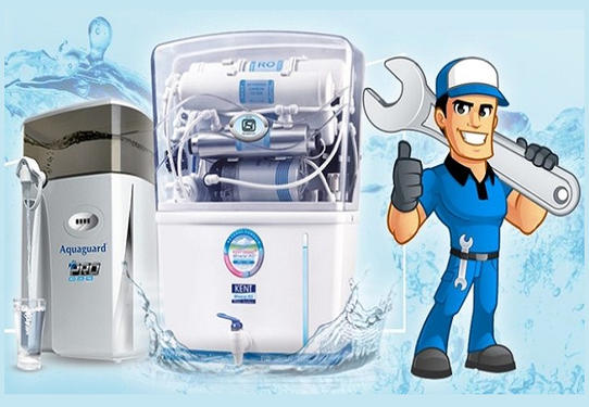 Srinivas Enterprises technician repairing a home water purifier